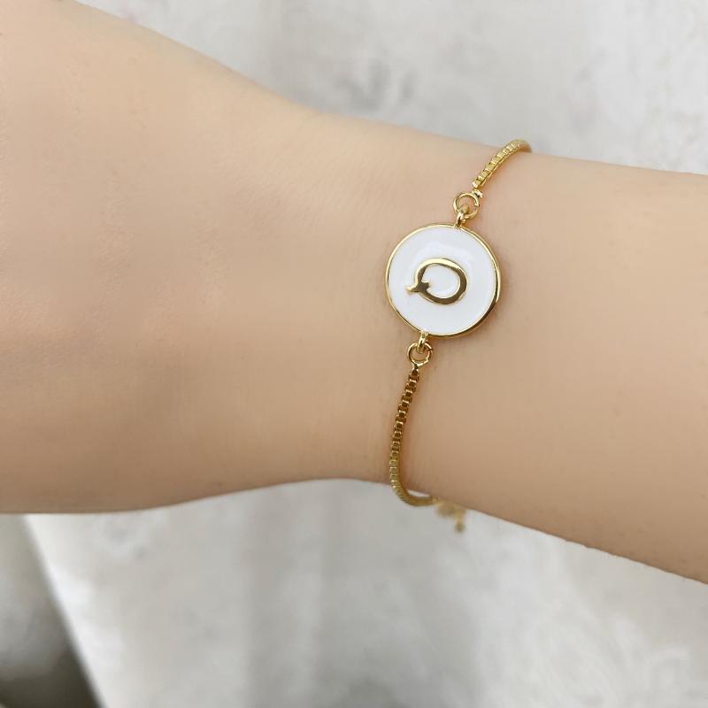 

HECHENG 26-Letters White Black Color Gold Bracelet Simple Adjustable Name Chains Accessories Jewelry For Women Gift