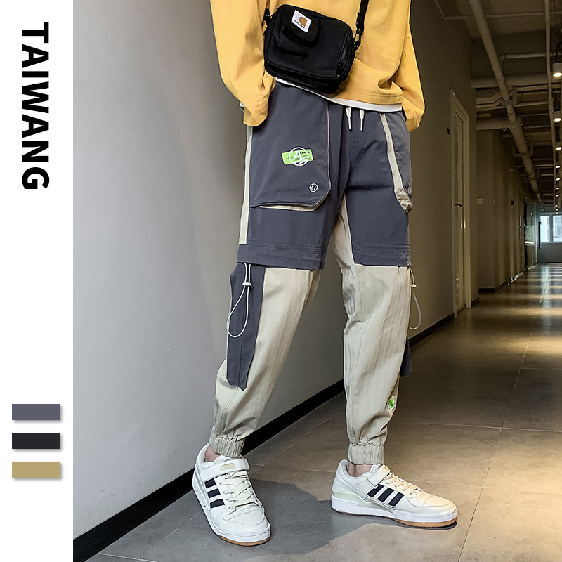 

2020 Men Multi-pocket Harem Hip Pants Trousers Streetwear Sweatpants Hombre Male Casual Fashion Cargo Pants Men Jogger, Yellow