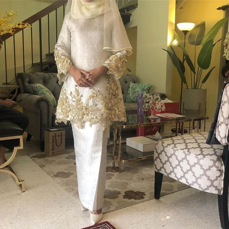 Musulmane arabe mère de la mariée Robes longues manches Applique dentelle deux pièces robe de bal Robes de soirée Robes