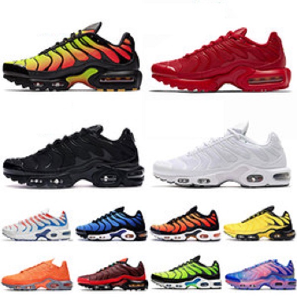 

New TN plus se mens running shoes Psychic hyper triple black white Blue Voltage Purple Pimento Yellow Bright men sports sneaker trainers, Black volt solar red