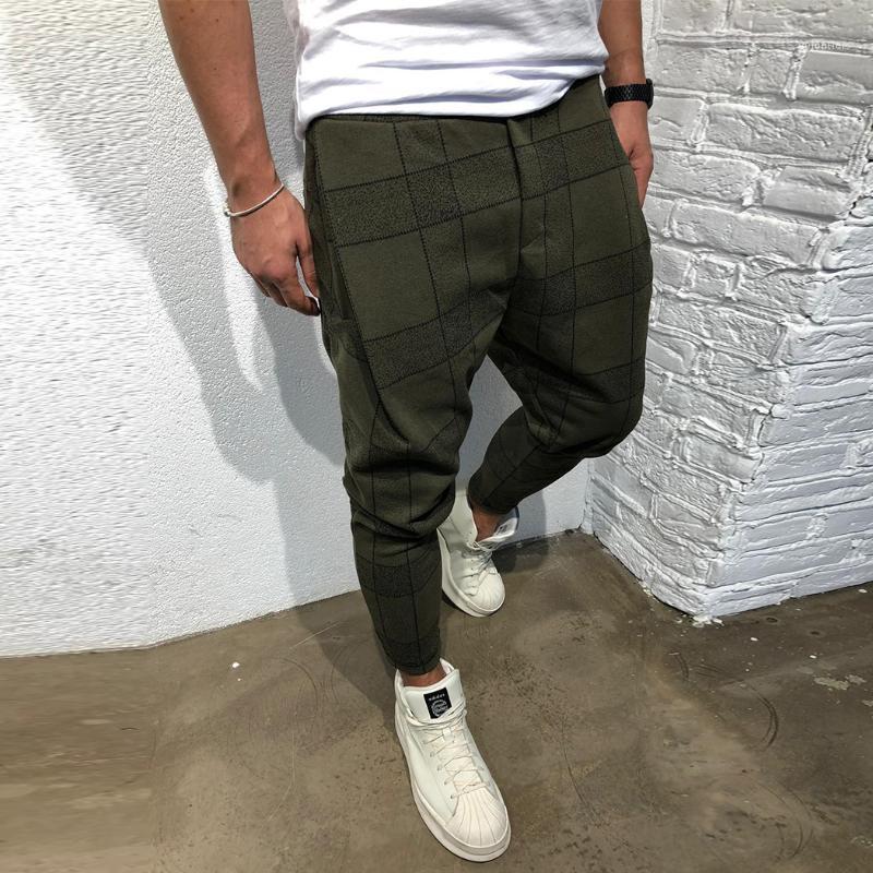 

Fashion Plaid Sweatpants Fitness Trousers Men Hip Hop Cotton Joggers Casual Male Harem Pant Streetwear Sportswear Full Size1, Black