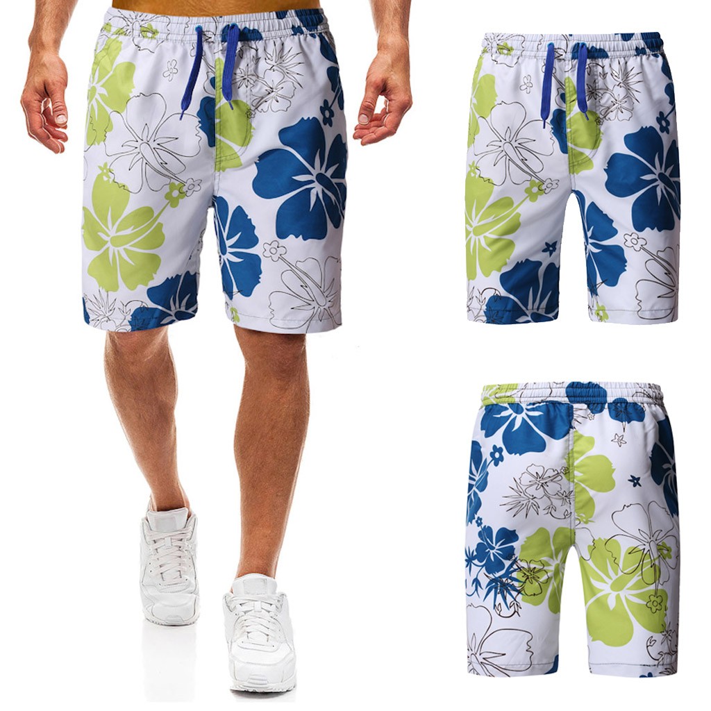 

2019 Men's Summer Camouflage Flower Print Trunk Quick-drying Beach Surf Running Shorts 7.12, Multicolor