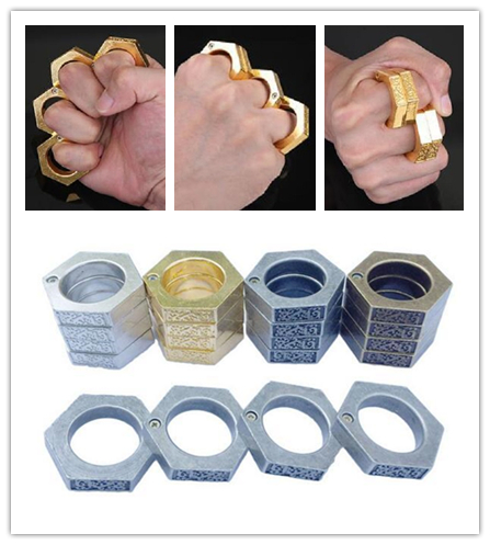 Knuckle Duster Belt Buckle THICK Alloy 4Colors Brass Knuckles Dusters Flat Head Four Finger Outdoor Self Defense Tool Boxing Protective Gear-image-478363326
