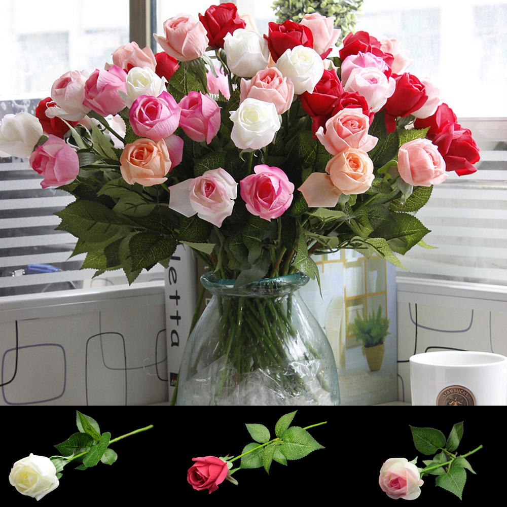 

1pcs 45cm Real Touch Rose Flowers Single Long Stem Bouquet Beautiful Simulation Flower For Home Party Wedding Decoration, Red