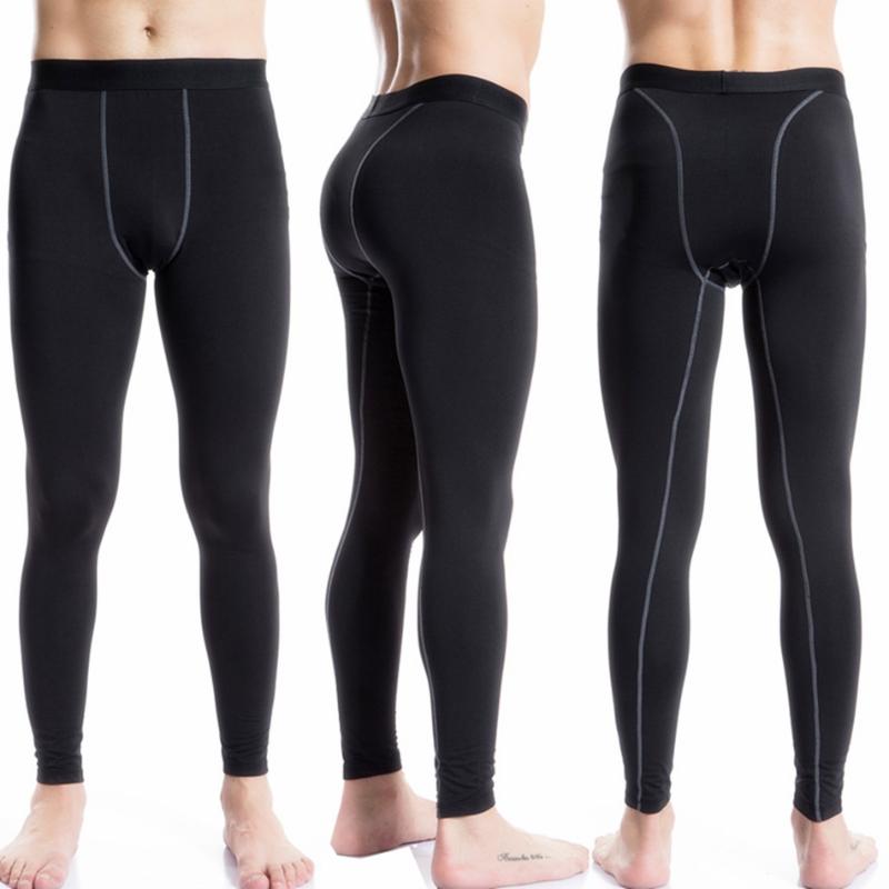 

Compression Brushed Leggings Male Athletic Skiing pants Underwear Leggings Men Fitness Training Gym Sweatpants Running pants1022, Black