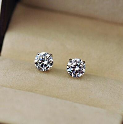 

Mens womens lovers wedding Stud Earrings Jewelry High Quality Fashion Round 4 prong 100% Silver moissanite Diamond Earrings For wedding