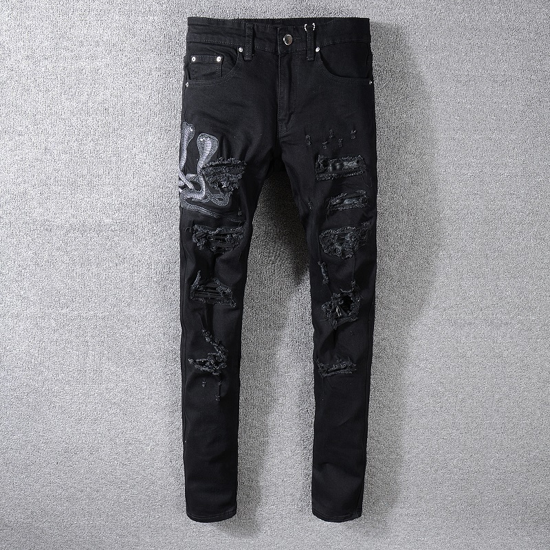 Acquistare AMIRI Commercio Estero Uomo Personalizzato Ricamato Serpente  Jeans Tagliuzzato Pelle Di Serpente Pantaloni Slim Uomo Moda Esplosione  Vendita Calda # 560 Economico | Consegna Veloce E Qualità | DHgate Italy