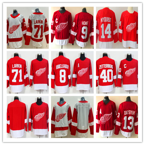 

Red Detroit Wings Hockey 9 Gordie Howe 13 Pavel Datsyuk Jerseys 19 Steve Yzerman Dylan Larkin 40 Henrik Zetterberg Jersey Home Red White, As pic
