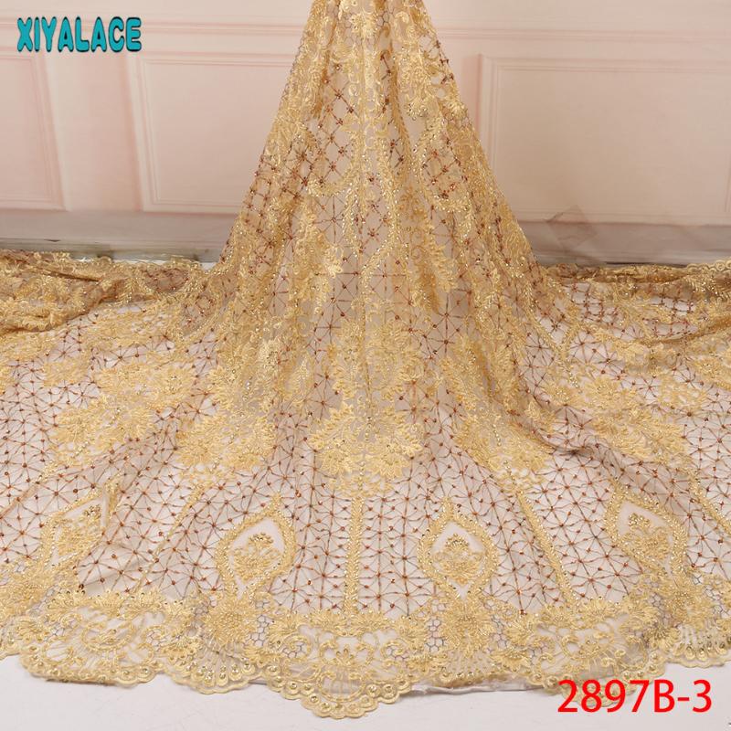 

Lastest African Lace Fabrics,High Quality Lace Fabric Embroidery,Luxury Beaded Fabric Wedding Dresses KS2897B-3