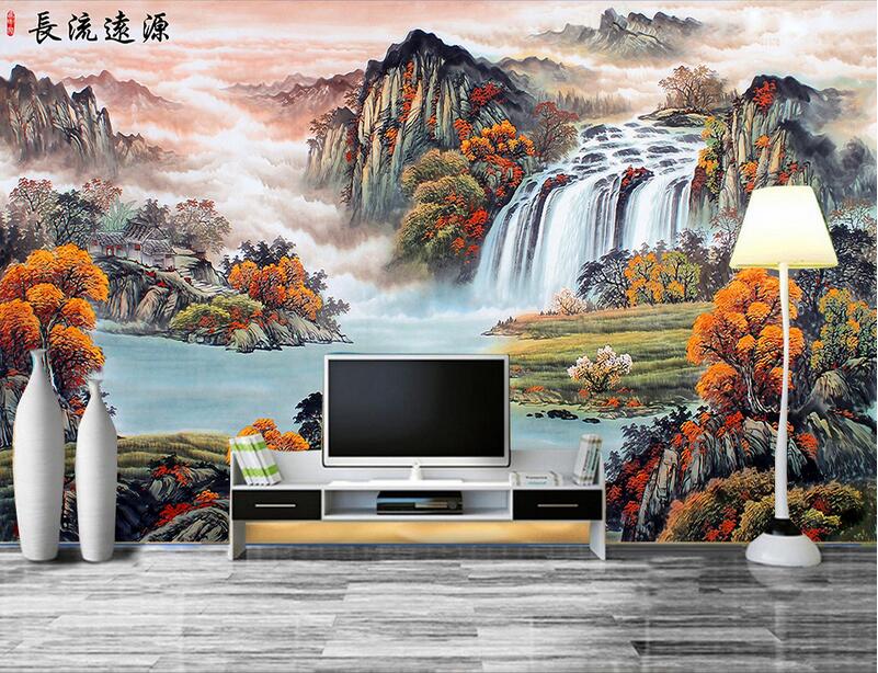 

3d wallpaper custom photo Chinese mountain lake scenery background wall Home decoration 3d wall murals wallpaper for walls 3 d living room, Non-woven wallpaper