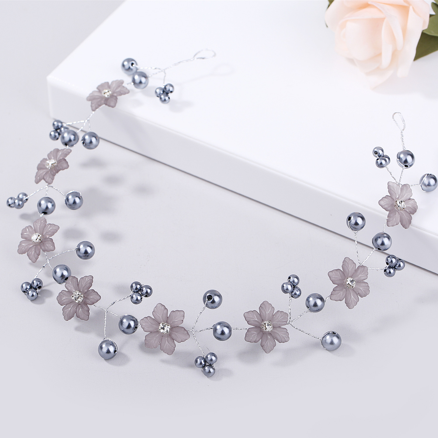 

Bride Expert Black Pearl Manual Crystal Soft Chain Hair Band Bride Headwear Hair Decorate