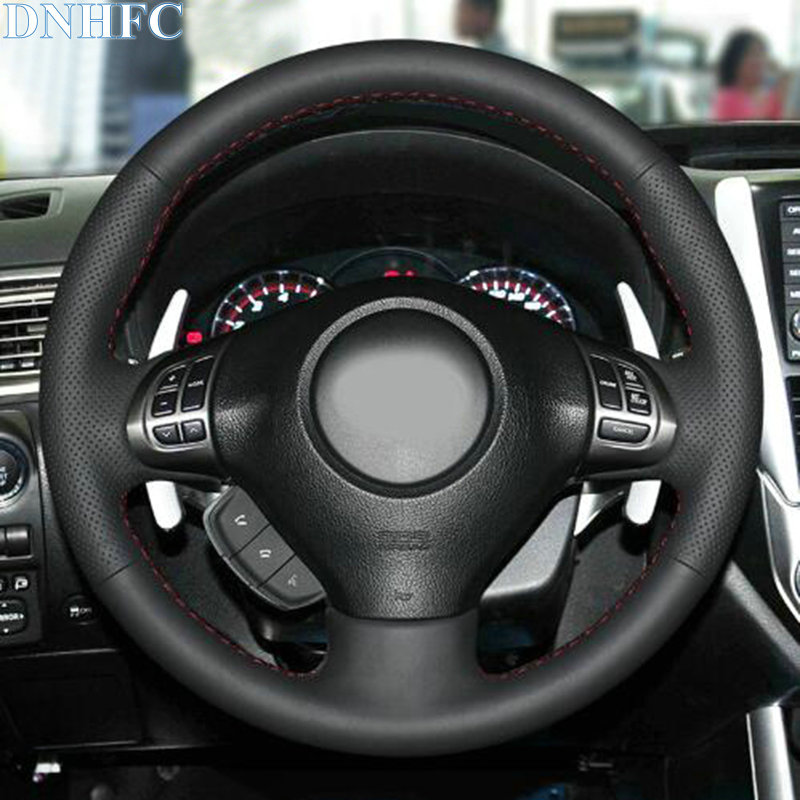 Car Steering Wheel Cover,Black Suede DIY Car Steering Wheel Cover for Subaru Forester 2008-2012 Impreza 2008-2011 Legacy 2008-2010 Exiga 2 Color : Green Thread