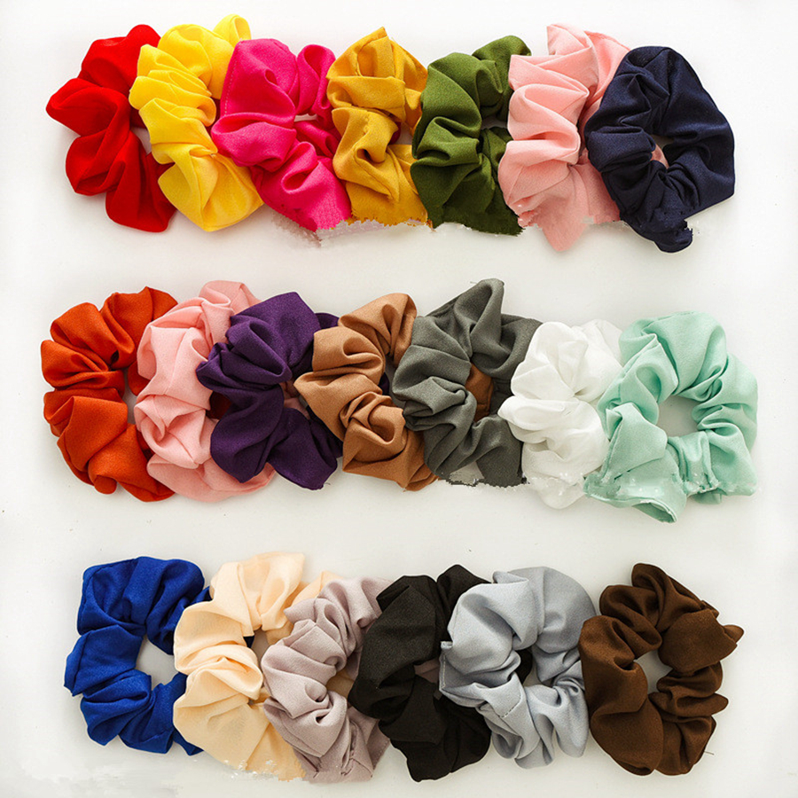 

Women Girls Solid Chiffon Scrunchies Elastic Ring Hair Ties Accessories Ponytail Holder Hairbands Rubber Band Scrunchies RRA1942, As pic