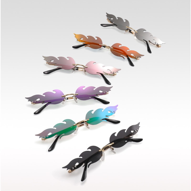

Flame Designer Sunglasses Cool Women And Men Fashion Sun Glasses Blaze Eyeglasses Rimless Colorful Lenses 6 Colors