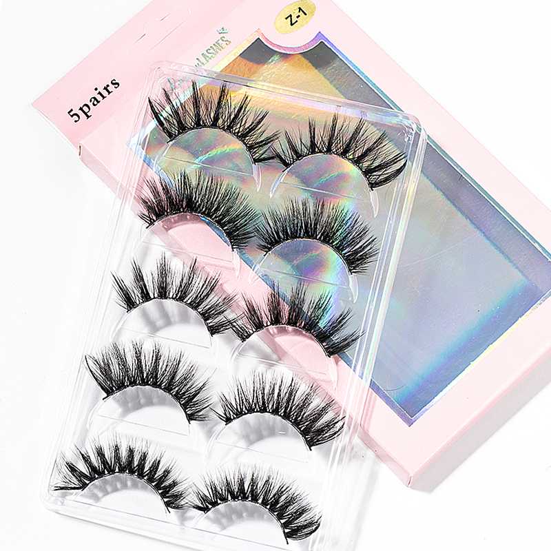 

2020 New 15-25mm 3D Faux Mink Hair Cross False Eyelashes 5 Pairs Long Eye Lashes Handmade Thick Makeup Beauty Extension Tools