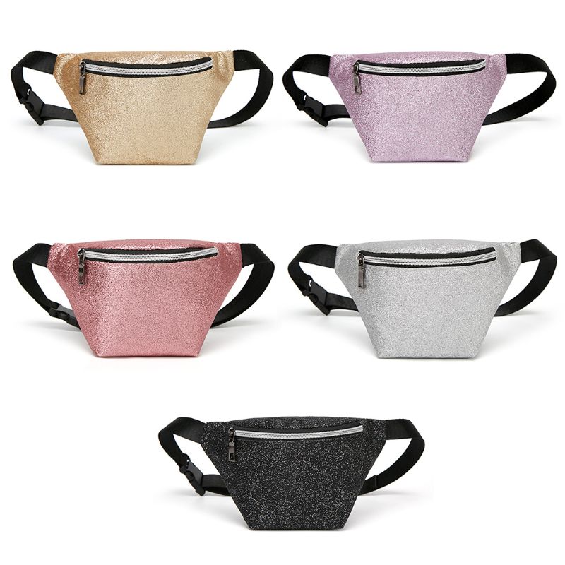 

Waist Bags THINKTHENDO Women Travel Fanny Pack Phone Pouch Money Belt Wallet Glitter Hip Bum Bag 20 X 7 13cm, Pink