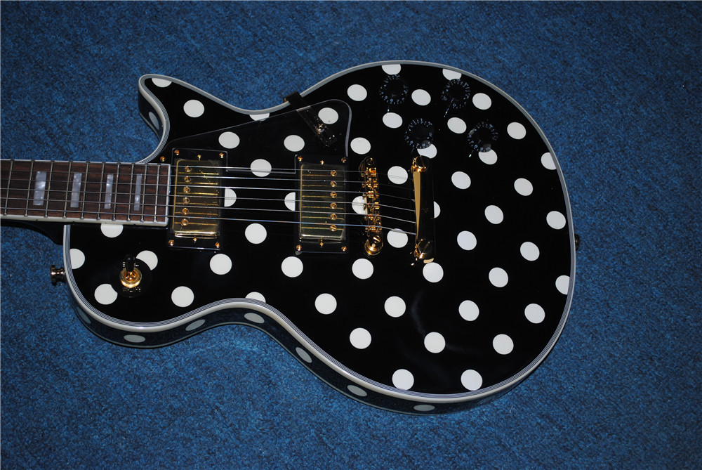 free delivery! Wholesale high quality custom shop white Dot electric guitar rosewood fingerboard. Gold hardware