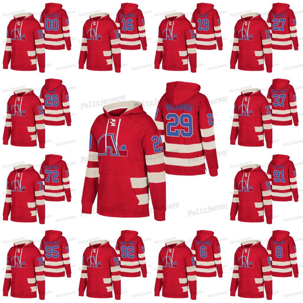 

29 Nathan Mackinnon Quebec Nordiques Hoodie Sports Sweater 37 J. T. Compher Nazem Kadri Gabriel Landeskog Andre Burakovsky 27 Ryan Graves, 95 andre burakovsky