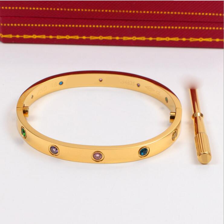 

Wholesale- designer jewelry women bracelets Titanium stainless Steel Love Bracelets colorful stones Women Men gold Screw Screwdriver Bangles