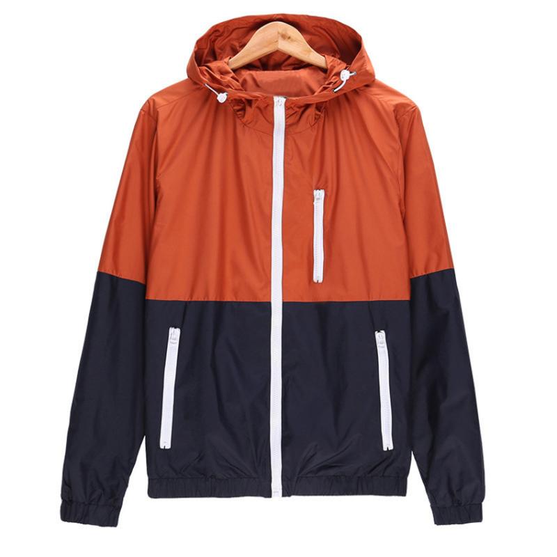 

Windbreaker Jacket Men Casual Spring Autumn Lightweight Jackets 2020 New Arrival Hooded Contrast Color Zipper up Jackets Outwear, Red