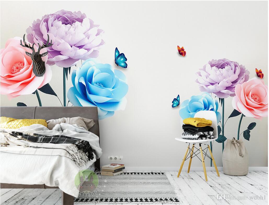 

3d room wallpaper custom photo non-woven mural Modern minimalistic rose butterfly background landscape wall photo wallpaper for walls 3 d, Picture shows