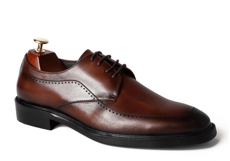 

Men's Leather Shoes Lace-up Genuine Leather Outsole Large Size Cowhide Single, Silver