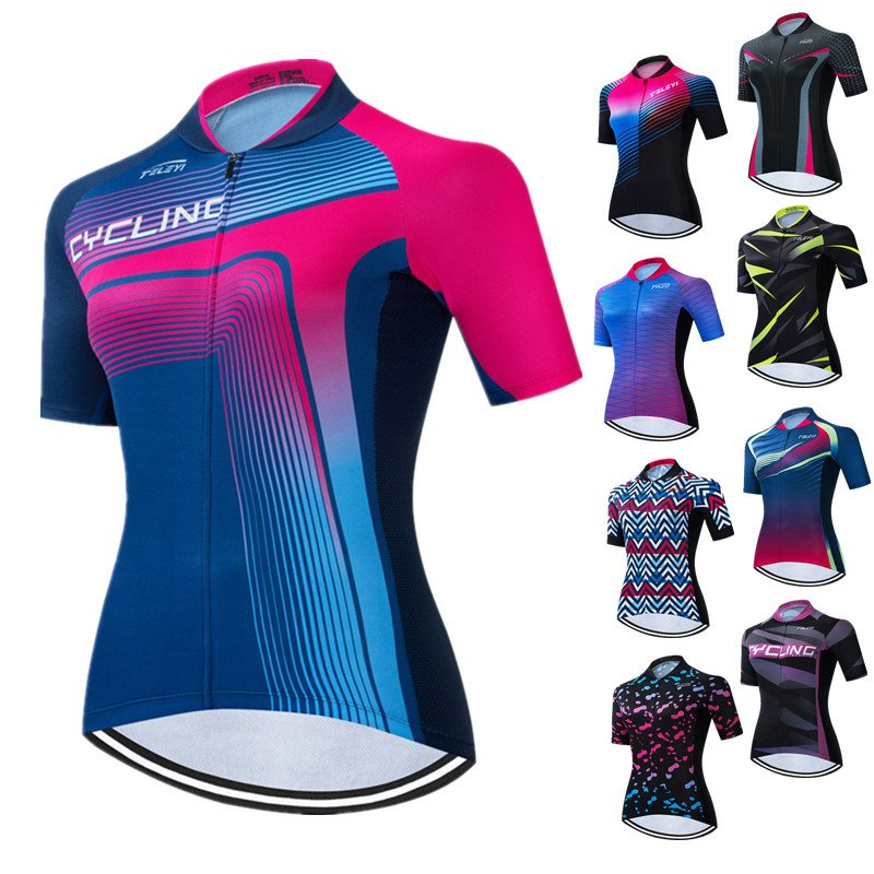 

Teleyi Summer Cycling Jersey Women Short Sleeve Bike Jersey MTB Bicycle Shirt Breathable Racing Cycling Shirt Cycle Tops Maillot, Color 15