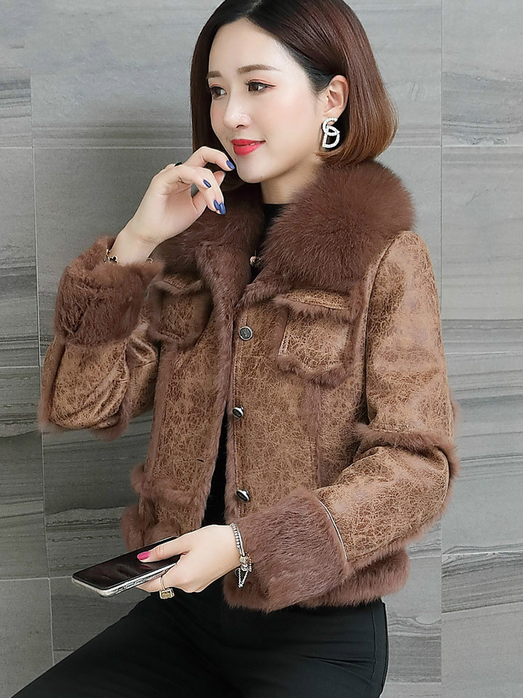 

Real Fur Coat Women Winter Jacket Natural Rex Fur Coats and Jackets Collar Short Manteau Femme ZKY9621 KJ3656, Gray