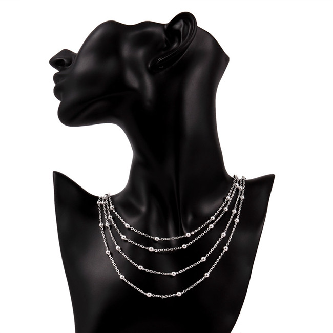 

new arrival Four layers of light beads sterling silver plated jewelry necklace for women WN751,nice 925 silver Pendant Necklaces with chain