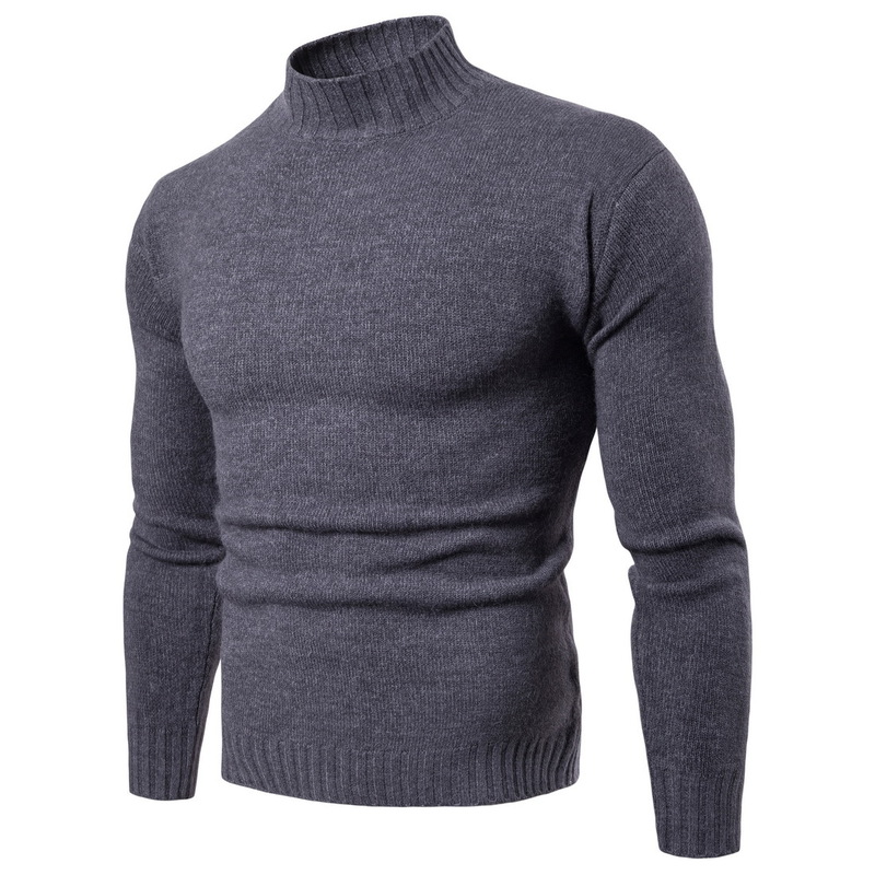 Livraison directe hommes chandails 2018 hiver couleur unie pull à col roulé hommes vêtements marque tricoté pull hommes pull pull homme