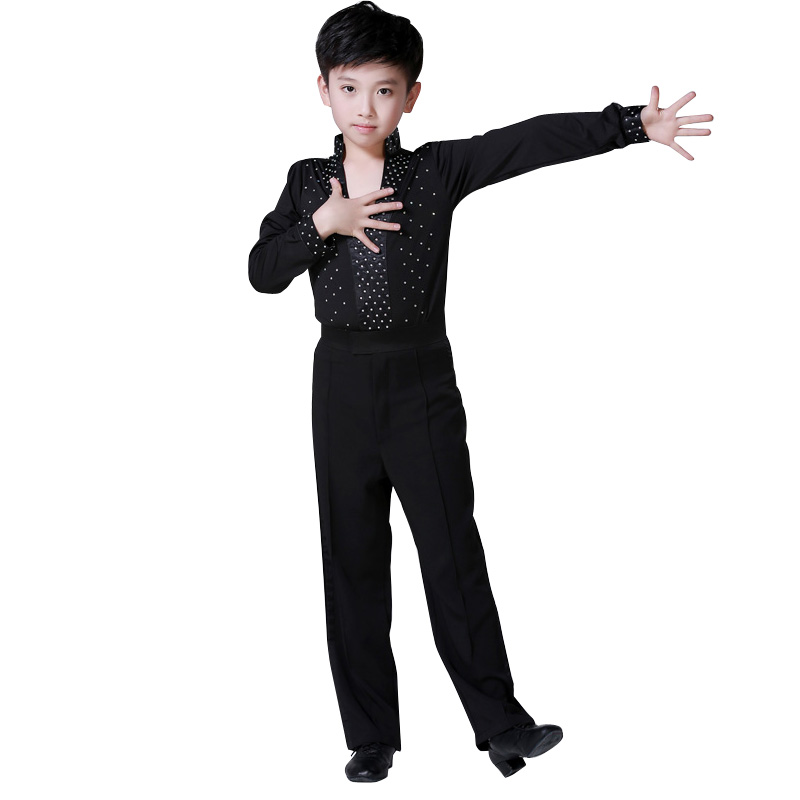 

2017 New Hot Sale Boy Latin Dancewear Ruffly Blue White Black Ballroom Stage Modern Boys Latin Dance Costumes Clothes, Pants