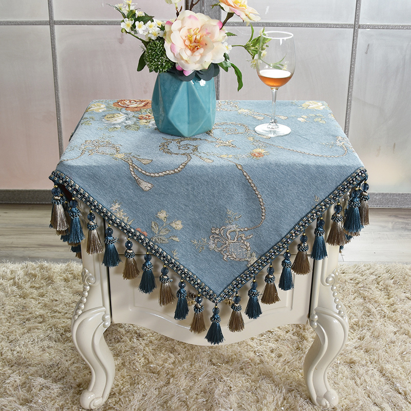 

Bedroom Bedside Table Tablecloth Small Square Fabric Table Dust Cover Cloth Towel Small Covering Cloth Blue, Allure coffee