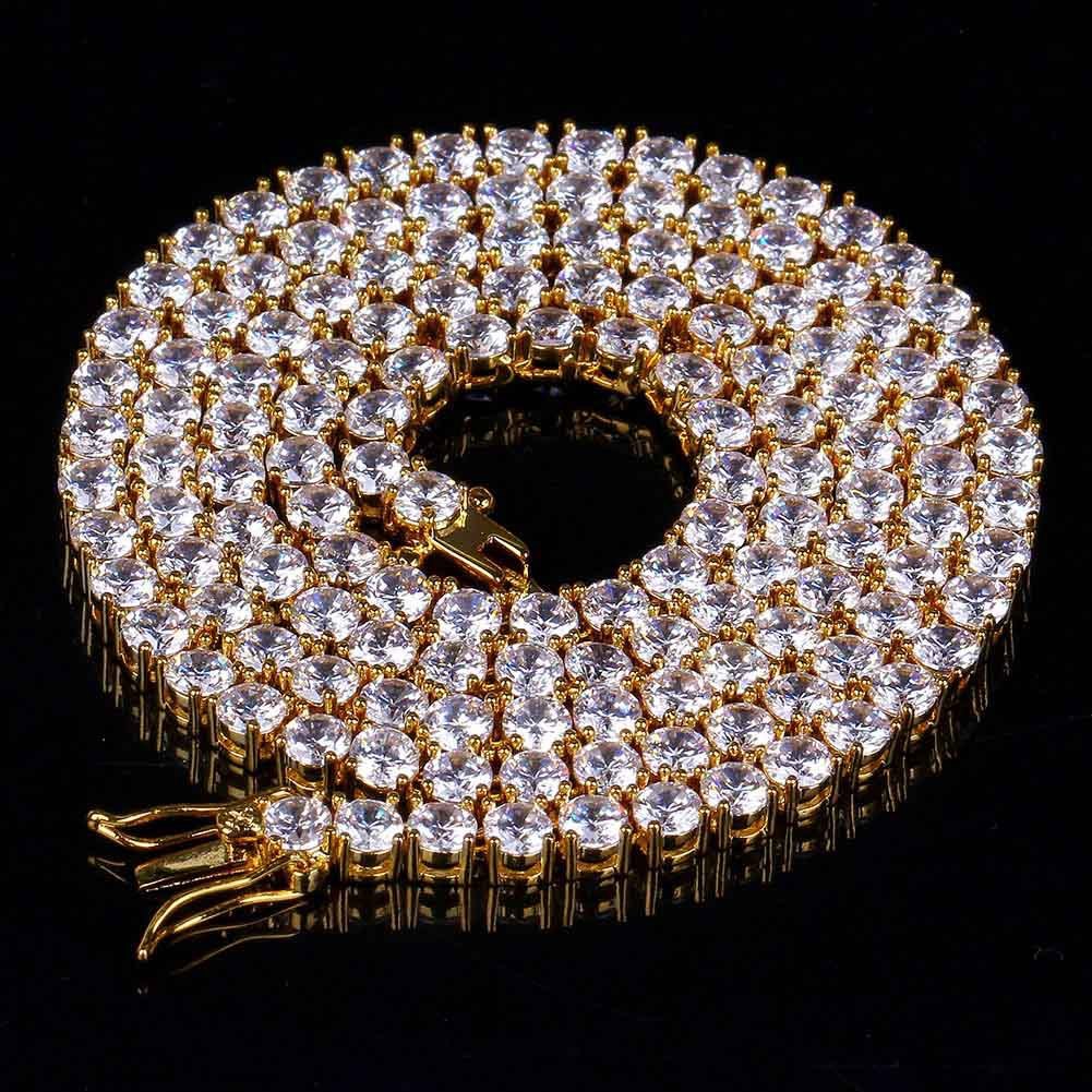 

Micro Zircon Single Row 4mm Necklace Hip Hop Jewelry Necklace Tennis Chain