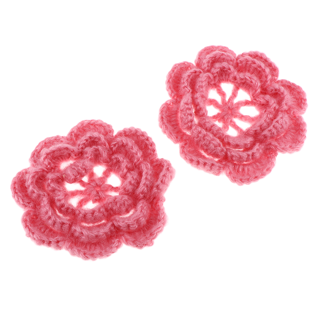

2pcs handmade large crochet flowers crafts embellishment applique diy, Black