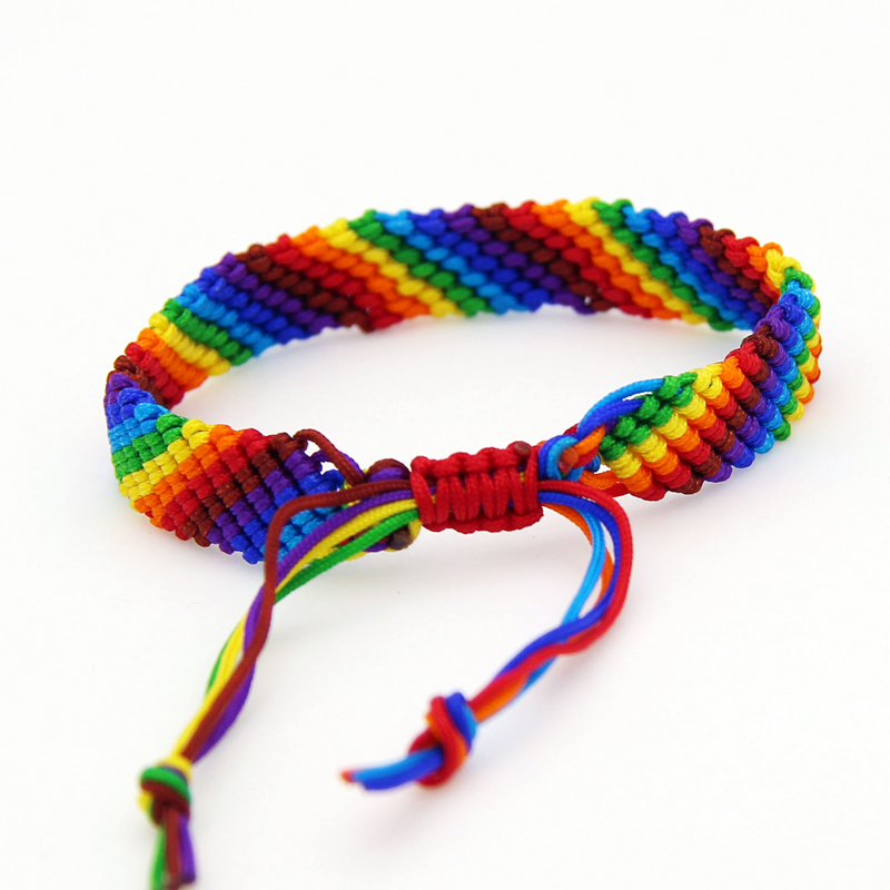

Luxury Design Handmade Women Adjustable Rainbow Colorful Cord Link Bracelet