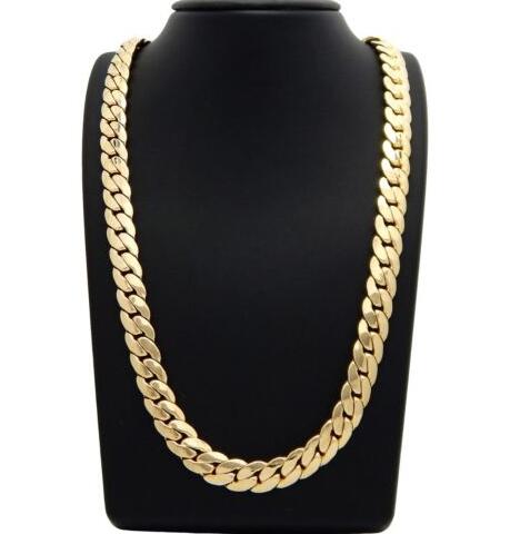

Mens Miami Cuban link Chain 12mm 14k Gold Plated 24"Necklace, Silver