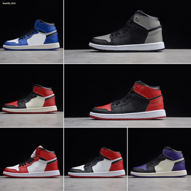 

Kids 1s Basketball Shoes Children 1 Chicago Bred Black Toe Game Royal White Boy Girl Sports Sneakers Kids Gift, Color 1