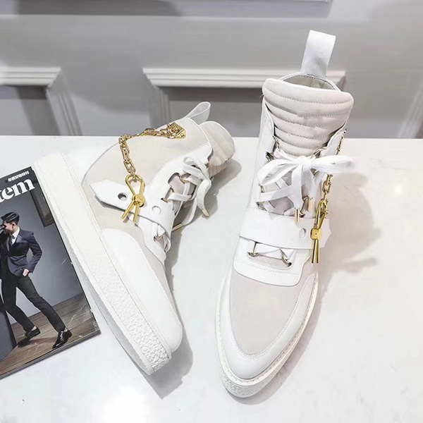 

New arrival 2019 CREEPER ankle boots Women Men Latest designer boots Golden chain reaction sneakers decoration size 35-45 for lovers model, Black