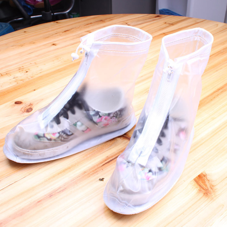 

Hot Sale- Shoes Cover Reusable Zippered Rainproof Shoes Covers High Elastic Fabric Thicken Sole Slip-resistant Free Shipping, White
