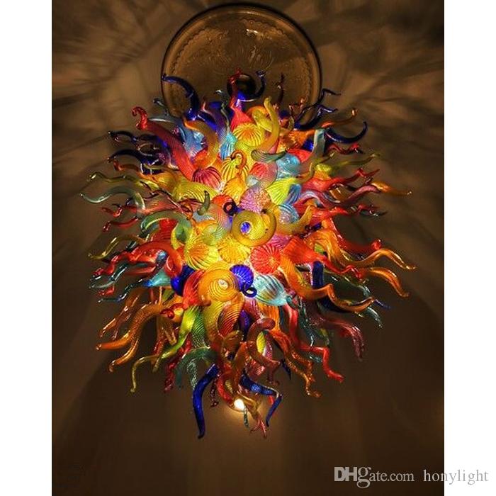 Tiffany Stained Lamp Chandelier Lamps LED Bulbs House Decoration Style Hanging DIY Hand Blown Glass Chandeliers-image-526289081