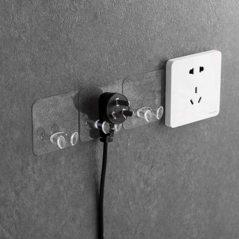 

3Pcs Transparent Plug Socket Holder Wall Adhesive Hooks Shaver Phone Holder Hanger Key Wall Hook Minimalist