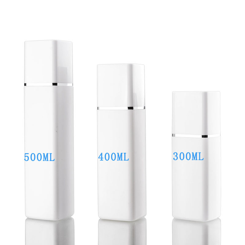

500ML White Plastic Square Refillable Bottle Press Lotion Pump Bottle Shampoo Shower Gel Packing Bottles