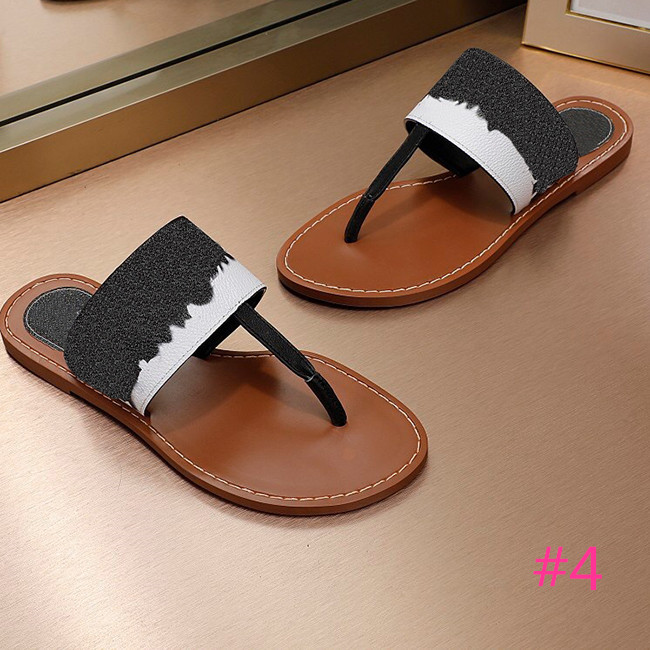 

2020 Luxury designer sandals women sandals causal summer slippers flip flops slipper flat sandy shoes size 35-42 With box, Black