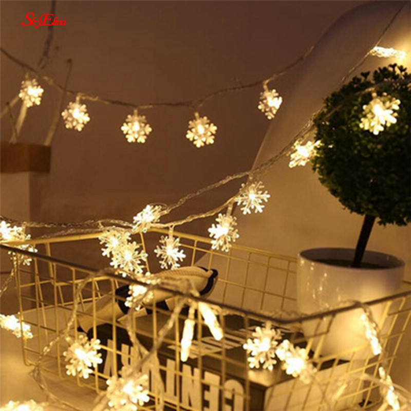 

6M 40LED Snowflakes String Light Battery Operated Fairy Garland Christmas Tree Decoration for Home Party Wedding Garden Decor 6Z