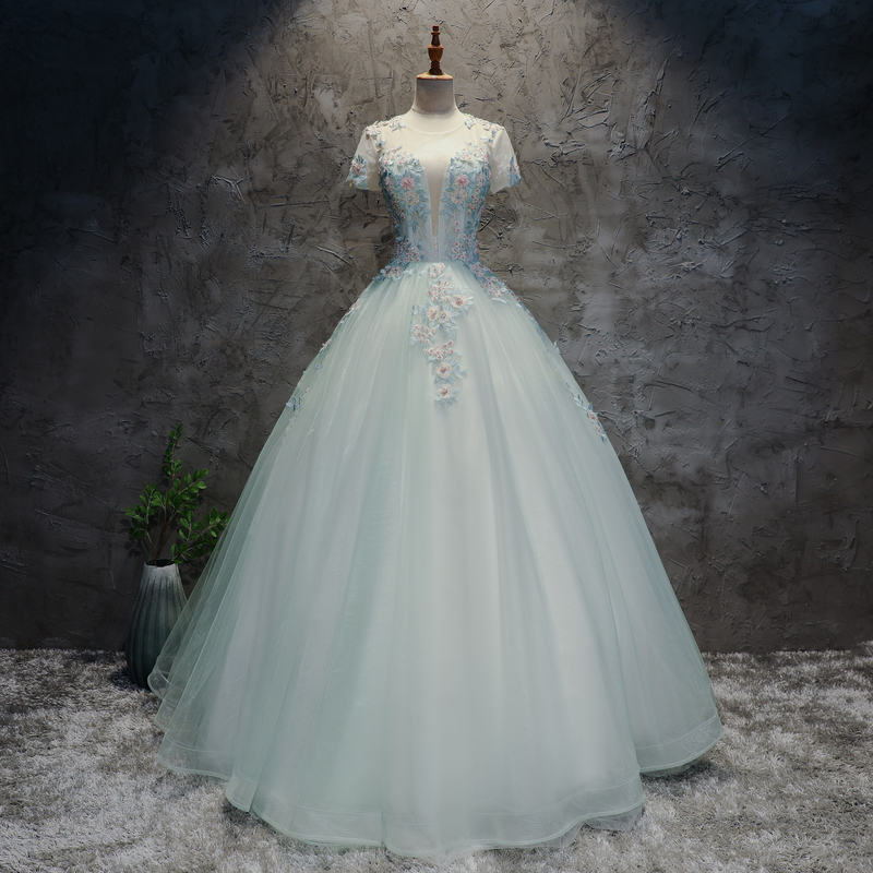 

2018 Fashion Embroidrey Sequins Ball Gown Quinceanera Dresses Beading Organza Lace Up Sweet 16 Dresses Debutante 15 Year Party Dress BQ86, Same as picture