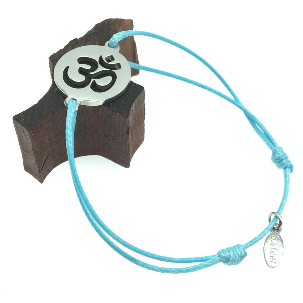 

Yoga Pendeloque Cut Stainless Steel Can Adjust Rope Bracelet Yoga Charm Bracelet