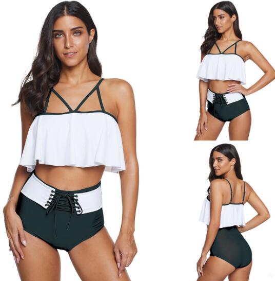 

Swimwear big plus Women's slim Ruffle bikini with fat and large size split and crisscross thin swimsuit flexible stylish Bikinis sets