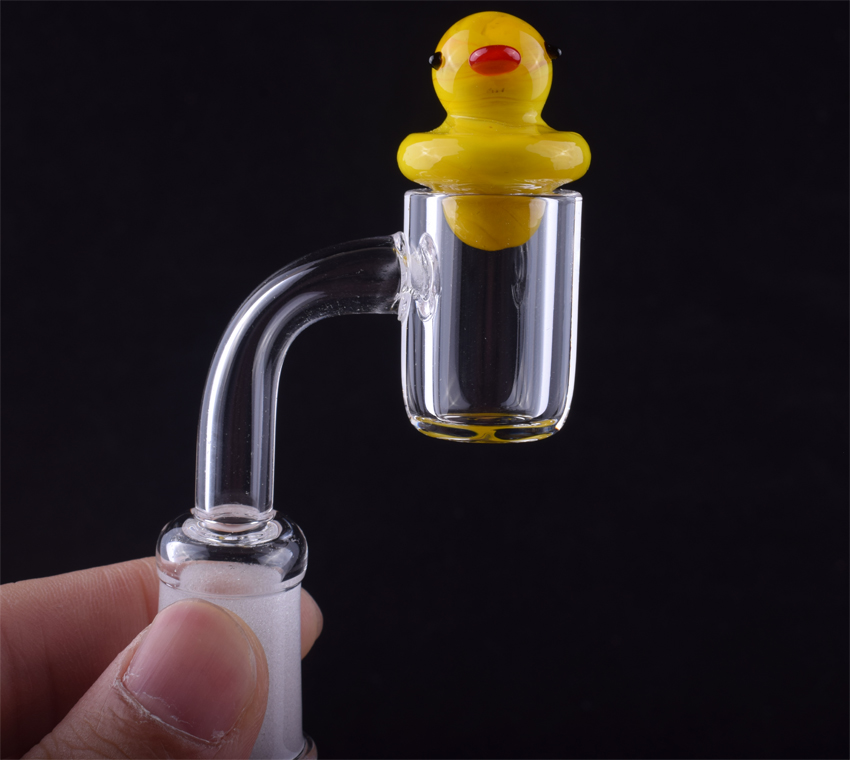 

4mm Thick Flat Top Quartz Banger With Glass Carb Cap 20mm OD Male Female 10mm 14mm 18mm Domeless Banger Nail for Glass Bong