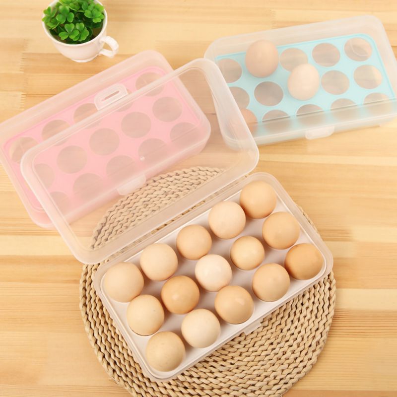 

15 Eggs Can Be In Pack Covered Holders Refrigerator Clear Deviled Tray Storage Box Dispenser Stackable Plastic Containers