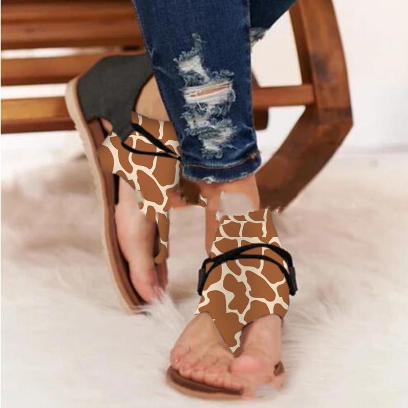 

Women Sandals giraffe zabra snake Leather Animal Print Flat Heel Peep Toe Fashion Casual Beach Ladies Shoes Zapatos De Mujer, Leopard